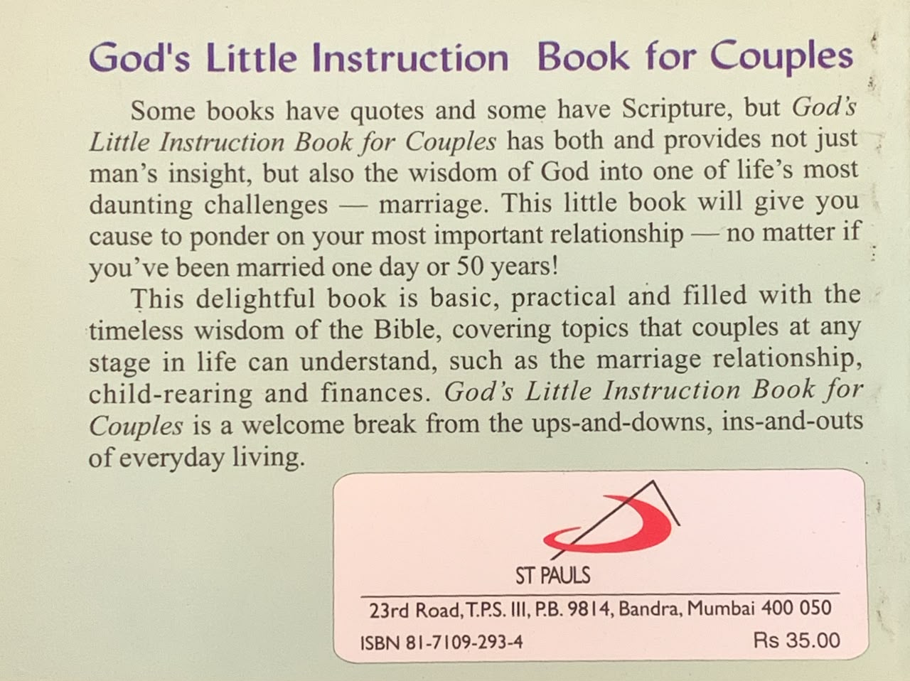 Gods Little Instruction Book For Couples