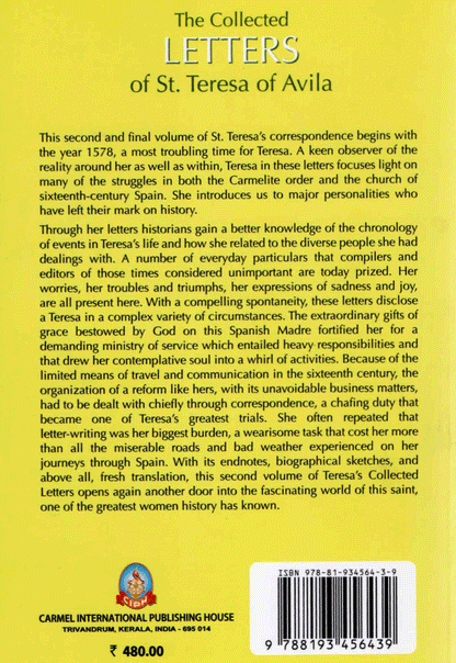 The Collected LETTERS of St. Teresa of Avila VOL 2