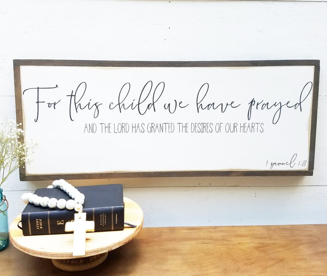 Living Words Wall Decor Standard Size - 18" x 7" For This Child We Have Prayer