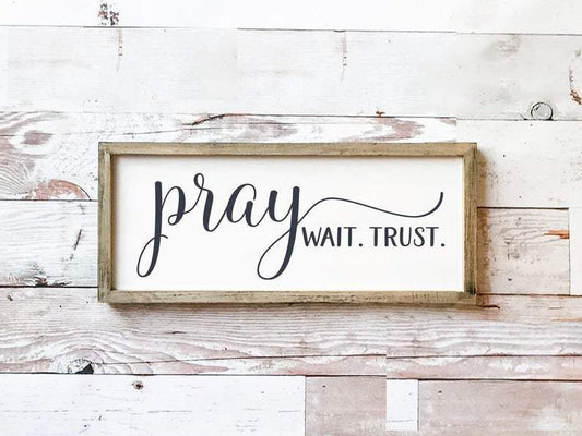 Living Words Wall Decor Standard Size - 18" x 7" Pray Wait Trust