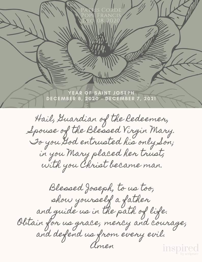 Living Words Wall Decor Year of St. Joseph prayer; Pope Francis prayer