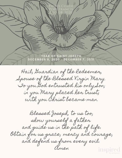 Living Words Wall Decor Year of St. Joseph prayer; Pope Francis prayer